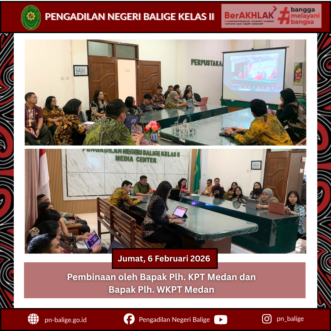 PEMBINAAN OLEH BAPAK PLH. KETUA PENGADILAN TINGGI MEDAN DAN BAPAK PLH. WAKIL KETUA PENGADILAN TINGGI MEDAN SECARA DARING